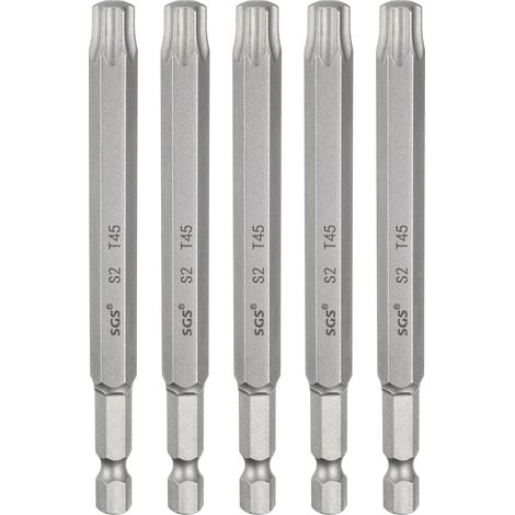 5Pcs Embout Tournevis Tête Torx T45 Tige Hexagonale 1/4" Acier S2 (1/5)