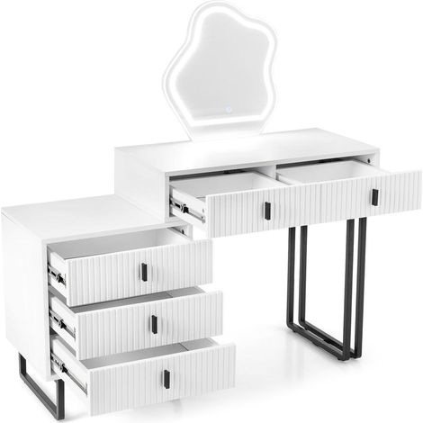 Rangement beauté pratique, coiffeuse 120 x 40 x 124 cm avec miroir lumineux pour chambre ou coin dressing (1/5)