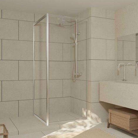 Parete Doccia Laterale 80x200cm - Profili Cromo - Vetro Trasparente 6 mm - CHROMED CRUSH