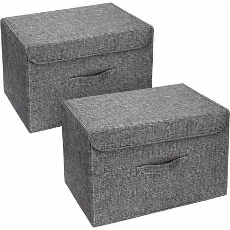 Lot de 2 Boites de Rangement Lavable, Rangement de Vetement Pliable pour Maison, Bureau, crèche, Placard, Chambre à Coucher (Gris) (1/5)