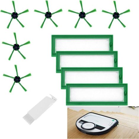 1 juego de 11 cepillos de repuesto para la aspiradora robot iRobot Roomba Serie 1: 1 juego de cepillos de goma, 6 cepillos para limpieza de bordes, 4 filtros de alto rendimiento (1/4)