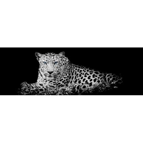 Tableau sur toile léopard couché 30x97 cm - Impression sur Toile Murale Décorative - Image imprimée en HD sur Toile - Toile sur Châssis en Bois FSC - Fabriqué en France (1/5)