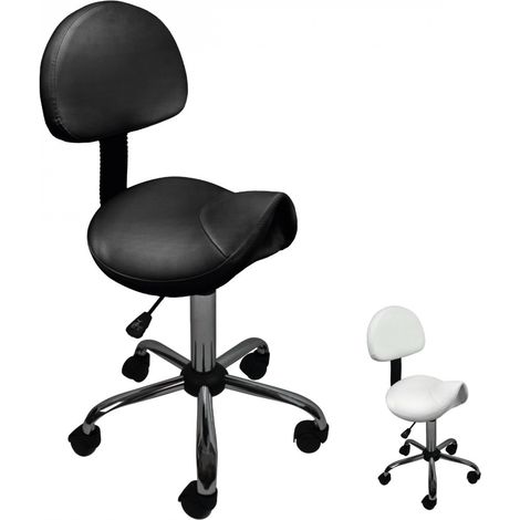 Tabouret de bureau ergonomique à roulettes – Dossier réglable 49-62 cm – Pivotant 360° – Assise en simili cuir – Support jusqu'à 120 kg – Vivezen