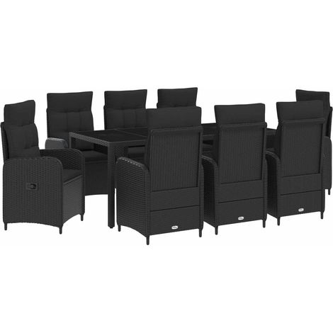 Maison Exclusive - Outdoortisch-Set 9 pcs Schwarz 190 x 90 x 75 c (1/5)