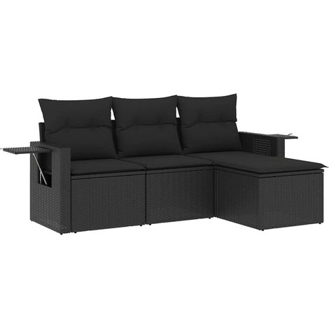 Maison Exclusive - 4-tlg. Garten-Sofagarnitur mit Kissen Schwarz