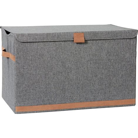 Grande Boite de Rangement avec Couvercle, gris (1/5)