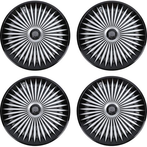 Capuchons de Moyeu de Roue 14 Pouces, 4 Pièces ABS pour Ford Fiesta, Argent et Noir (1/5)