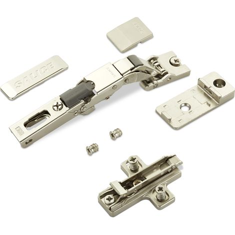 2 x Salice Universalscharnier Push Open mit Negativfeder für dünne Türen ab 8 mm Stärke 110° mit Kreuz-Montageplatte Höhe 3 mm mit Euroschrauben, Exzenterverstellung (1/5)