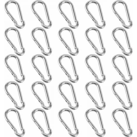 25 Pièces Mousquetons, 40 x 4 mm Petit Mousqueton, Mousqueton porte clé pour Sacs à Dos, Laisses de Chien, Camping, Pêche, Voyage (1/4)
