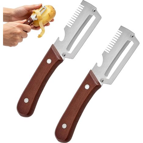 2 Pieces Multifunctional Vegetable Peeler, 3 in 1 Vegetable Peeler for Kitchen, Fruit Peeler, Stainless Steel Blade and Bottle Opener, Peeler for Fruit, Vegetables & Meat (1/5)