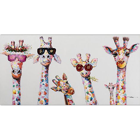 Tableau toile décoration girafe colorée 30x60 cm – Imperméable et résistant aux UV – Prêt à accrocher pour salon, bureau, chambre (1/5)