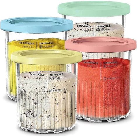 Pour les tasses Ninja Creami Deluxe de 4 pintes avec couvercles (lot de 4). (1/5)