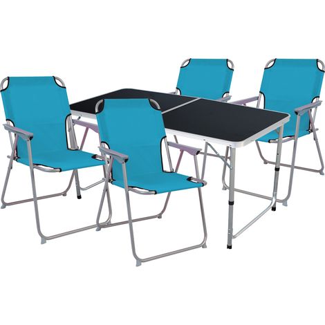 5-teiliges Campingmöbel Set petrol 120x60x58/70cm schwarz-MMC330872B+4xMPO2600P (1/4)