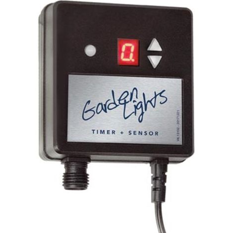 Garden Lights Dämmerungsschalter mit Timer 12V, Tag Nacht Sensor für Gartenbeleuchtung, IP44 für außen, max. 150W, Fotocell Lichtsensor, 1m Kabel