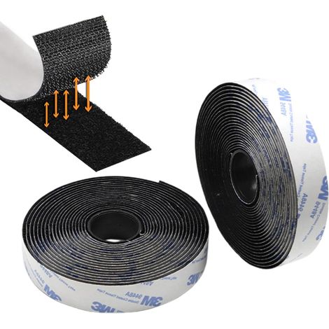 (25 mm, noir) Bande Velcro autocollante extra forte de 6 m (colle de marque 3M), bande Velcro réutilisable pour bricolage, bricolage, maison, couture (1/5)