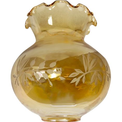 Abat jour verre satiné gravé ambré, forme Tulipe, diam. 142 mm - Tibelec (1/5)