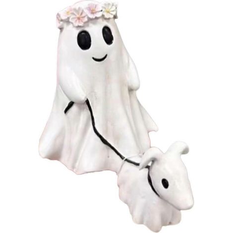 Statue de chien fantôme promenant son chien, figurine de chien fantôme effrayante pour Halloween, statues de chien fantôme pour Halloween, fantôme promenant son chien fantôme B (1/5)