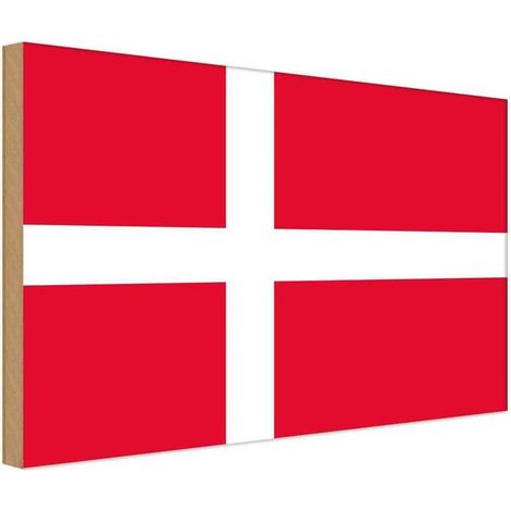 Panneau en bois 30x40 cm Drapeau, bannière et armoiries du Danemark (1/4)