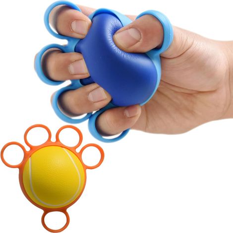 2PCS Balle Réeducation Main et Poignée PU Ballon d'exercice pour les mains Balle Doigt Exercice Musculaire 2 niveaux de résistance Dia-7CM pour 10lb / 25lb (1/5)