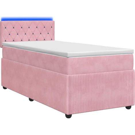 Maison Exclusive - Letto box spring con materasso Rosa 90 x 200 cm Velluto (1/5)