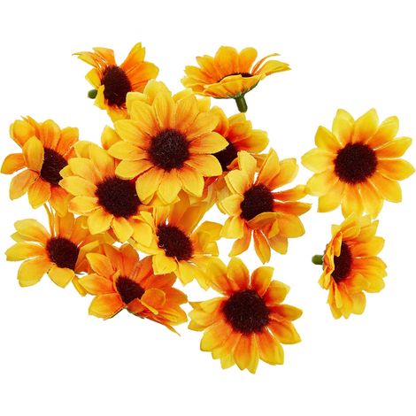 Glorex GmbH GLOREX 6 3803 593-Fiori di Girasole, Artificiali, Dimensioni Circa Pezzi, per Decorare, Come Decorazione sparsa, Not Known, Yellow-Black, 30-35 mm, 15 unità