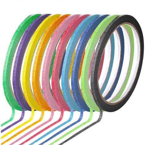 10 rouleaux de ruban adhésif fin coloré pour tableau blanc de 3 mm (1/8 po)