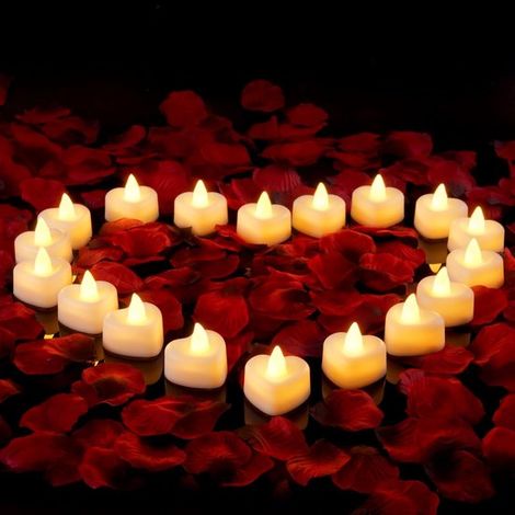 Juego de 24 velas LED en forma de corazón,ideales para pedidas de mano,veladas románticas,decoración de mesas de boda y cumpleaños (1/5)