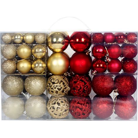 Bola De Navidad - Set De 101 Unidades Con Forma De Pentagrama - Dorado Y Rojo - Plástico (1/5)