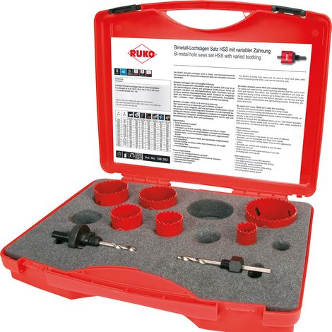 Jeu de scies-cloches 8 pièces RUKO 106302 22 mm, 29 mm, 35 mm, 44 mm, 51 mm, 68 mm 1 set (1/4)