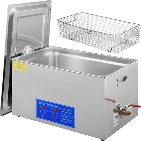 Nettoyeur à ultrasons 22L en inox avec minuterie et chauffage numérique pour bijoux nettoyage commercial personnel et domestique (1/5)