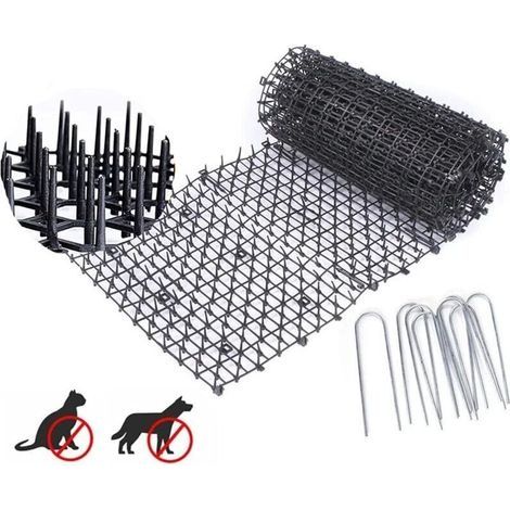 Anti-Chat avec Pointes, 200 x 30cm Empêcher Les Animaux de S'approcher avec 8 Piquets en Métal, Tapis Répulsif avec Epine Grille Pic Tapis pour Jardin, Clôtures,Canapé-Protège Plantes (1/4)