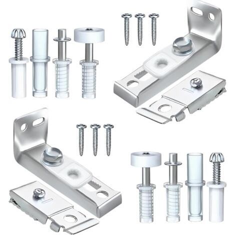 Kit de rail de porte à deux volets, 2 ensembles de quincaillerie pour porte pliante Pièces de rechange comprenant des pivots inférieurs supérieurs, un support et une roue de guidage pour rail de 2,2 (1/5)