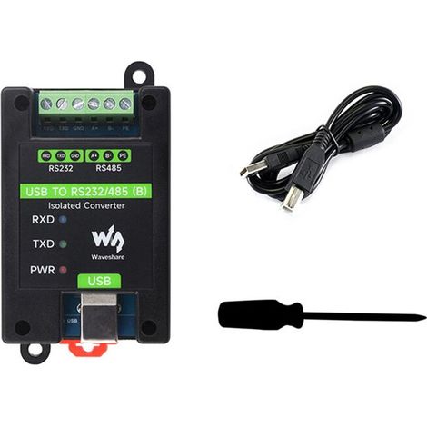 Waveshare FT232RNL Industrietauglicher isolierter USB-zu-RS232/485-Konverter für DIN-Schienenmontage (1/2)
