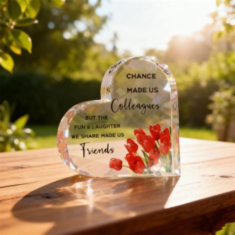 Plaque acrylique forme cœur à poser, objet décoratif bureau, idée cadeau souvenir famille amis(10 cm) (1/4)