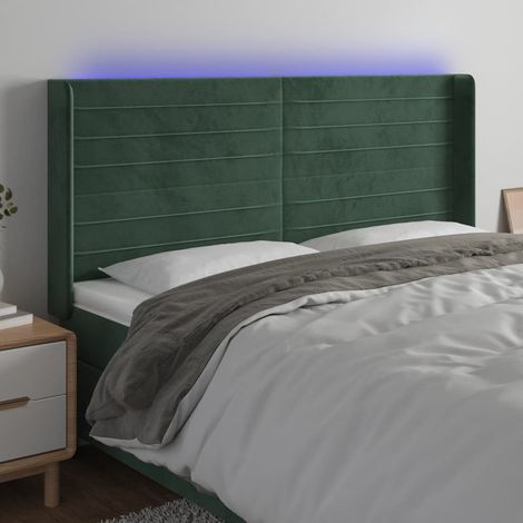 LED Kopfteil，Betthaupt Dunkelgrün 163x16x118/128 cm Samt vidaXL59961 (1/5)