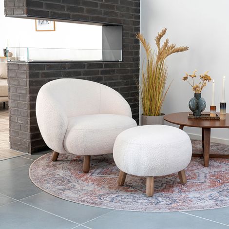 Savona fauteuil avec pouf blanc. (1/5)