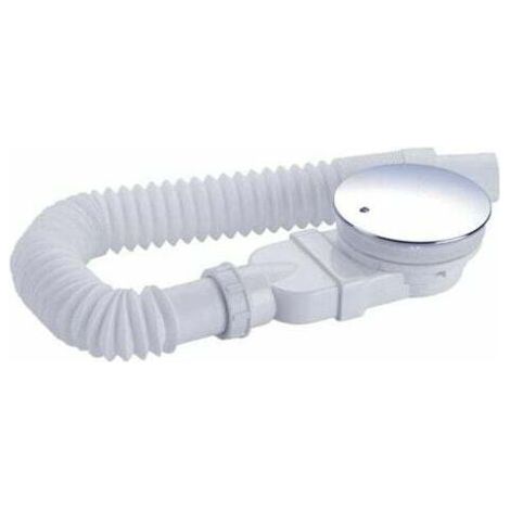 QORVA-Bonde de douche 90mm, extra plat, trou d'évacuation receveur de douche, siphon avec système anti-odeur, filtre à cheveux, flexible, couvercle chromé, blanc, monobloc