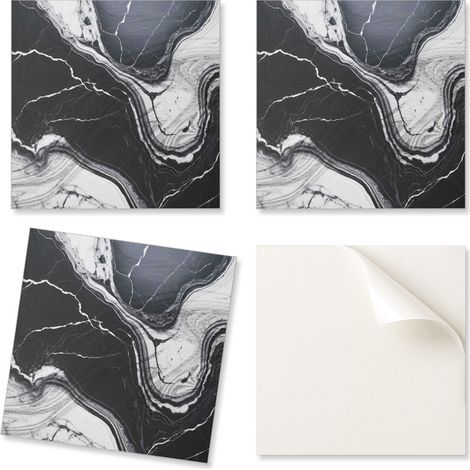 Azulejos de pared autoadhesivos de vinilo con estampado abstracto de m谩rmol, 4x50x50 cm.