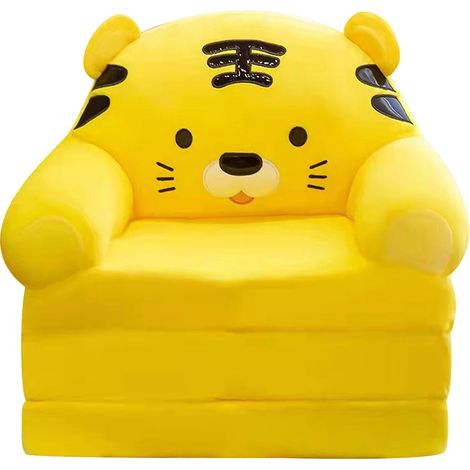 1 Canapé pliable 2 en 1, design tigre, tissu velours doux, housse lavable, chambre enfant (1/5)