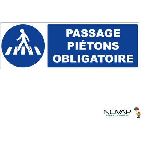Panneau Passage piétons obligatoire - Rigide 450x150mm - 4061566