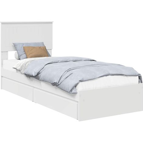 Storage Bed with Headboard White 75 x 190 cm Engineered Wood vidaXL