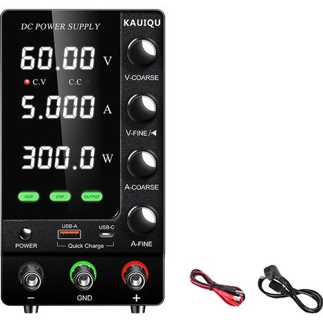 Fuente de alimentación, voltaje ajustable hasta 120 V, protección contra sobrecorriente, actualización a 60 V 5 A (1/2)
