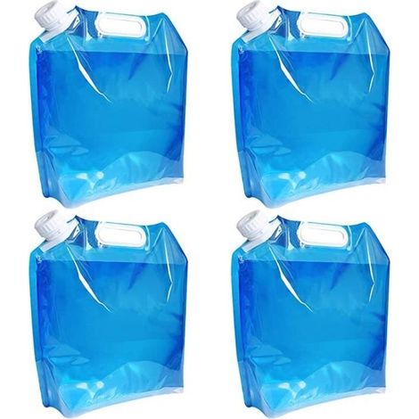 4 x 5 L - 4er-Set faltbare Wasserkanister - Ökologisch - Wiederverwendbar - Für Camping, Grillen, Haushalt