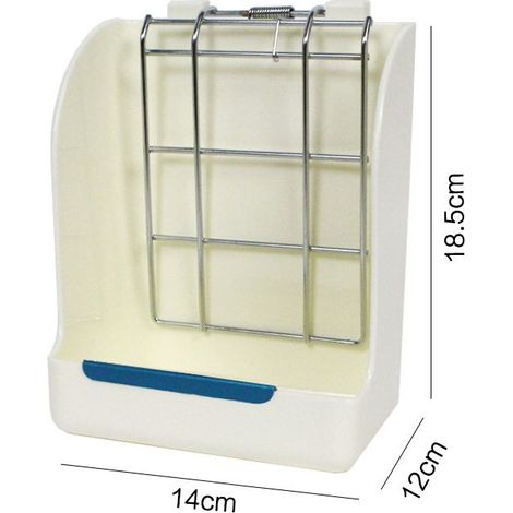 Râtelier à foin avec plateforme pour petits animaux domestiques lapin hamster cochon d'inde, en plastique et métal dur de qualité non toxique et durable, blanc (1/4)