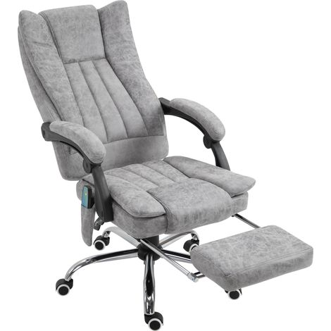 Ergonomischer Bürostuhl mit Massagefunktion, Heizung, verstellbarer Neigung, Drehfunktion und Fußstütze, Seitentasche, grau. (1/5)