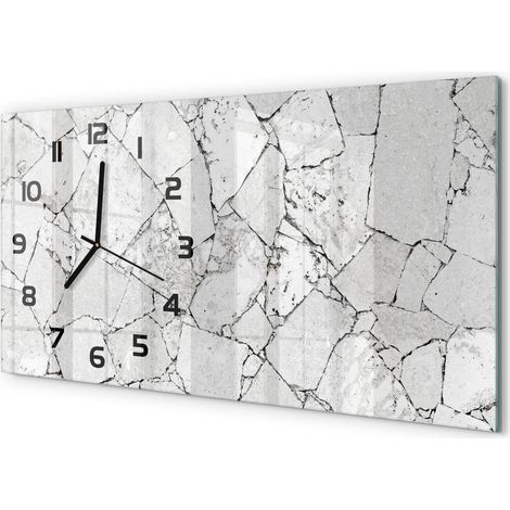 Grande Horloge Murale 60x30 cm Design Panoramique Verre Silencieux pour Salon Mur de pierre (1/5)
