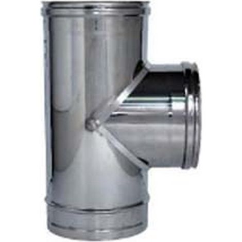 1PZ RACCORDO A "T" 90 IN ACCIAIO INOX AISI 304 MONOPARETE SPESSORE MM.0,5 - FFM  mm.120
