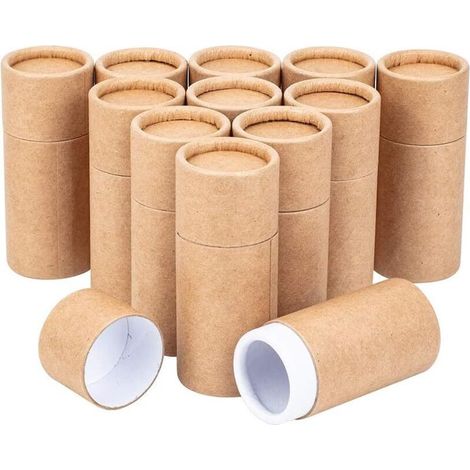 12 Stück 50 ml runde Kraftpapier-Röhrchen aus Burlywood-Karton, Behälter für Stifte, Tee, Kaffee, Kosmetik, Bastelbedarf und Geschenkverpackungen (1/4)