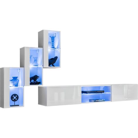 Ensemble meubles de salon SWITCH XXII design, coloris blanc brillant.