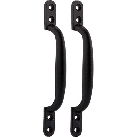 XFORT Lot de 2 poignées de couche chaude, poignée de tirage traditionnelle en fonte noire pour portails, granges et portes d'abri (1/4)